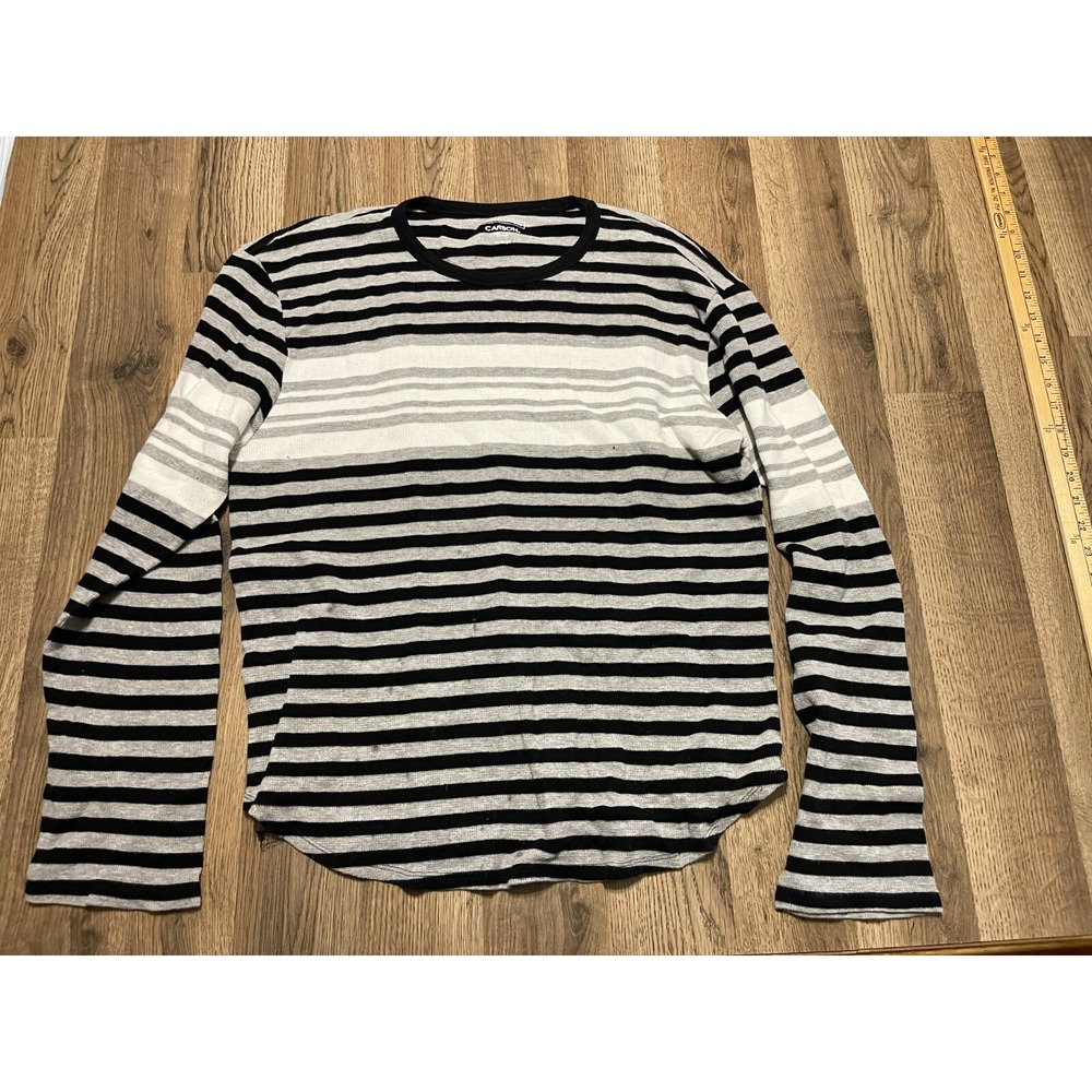 Carbon Shirt, Men's Size XXL, White Gray Black, Striped, Long Sleeve